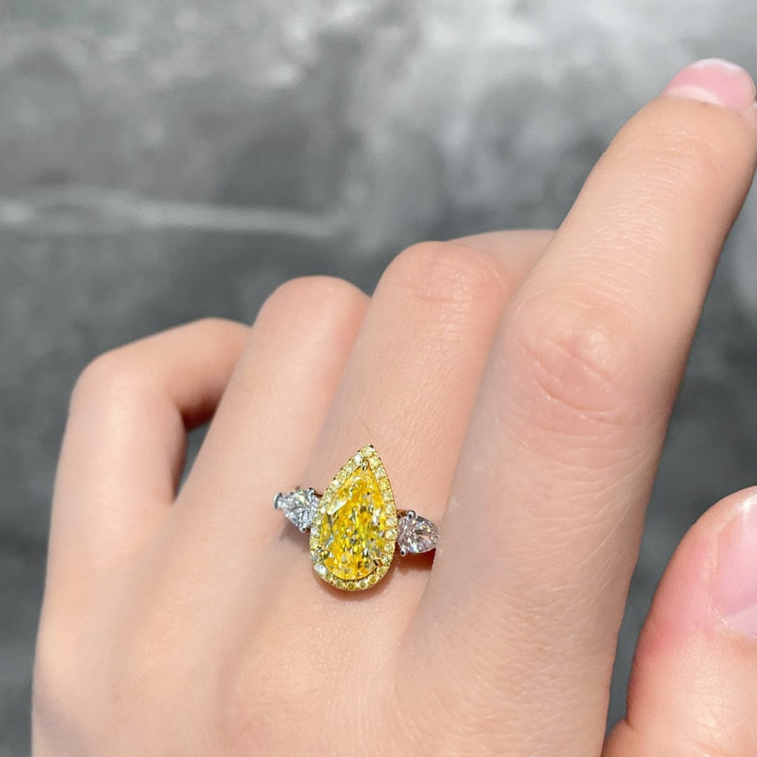 14k Gold 2.02 Ctw Natural Yellow Diamond & Diamond Ring - 2