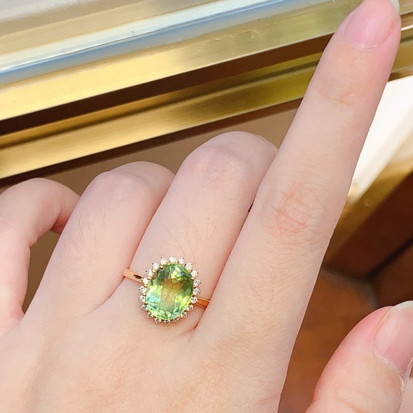14k Gold 3.5 Ct Natural Tourmaline & Diamond Ring - 3