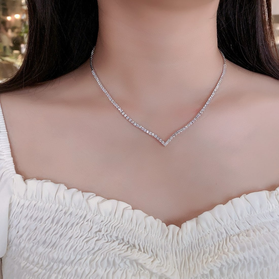 14k Gold 4.85 Ct Natural H Diamond Necklace - 4
