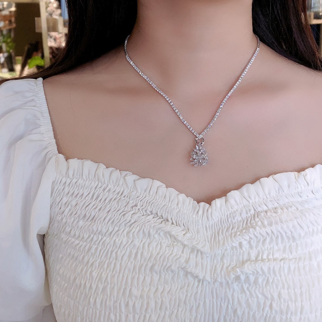 14k Gold 4.85 Ct Natural H Diamond Necklace - 6