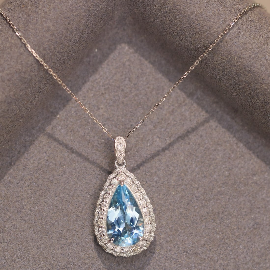 14k Gold 3.41 Ctw Natural Aquamarine & Diamond Pendant( Without Chain ) - 7