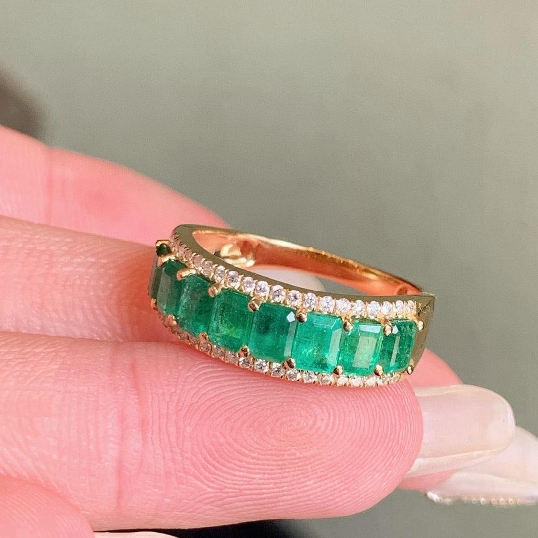 14k Gold 2.04 Ctw Vivid Green Natural Emerald & Diamond Ring - 2