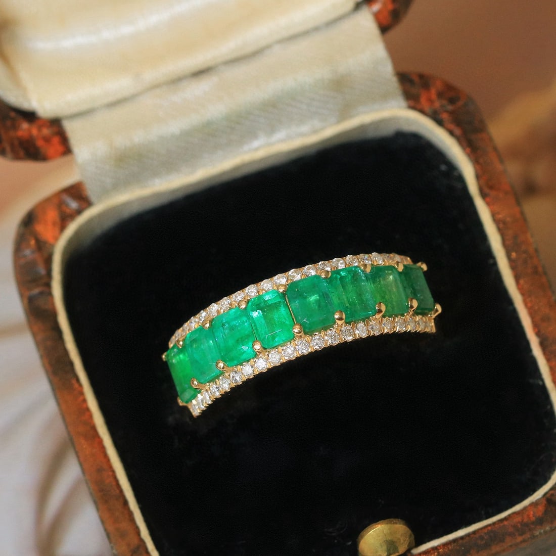 14k Gold 2.04 Ctw Vivid Green Natural Emerald & Diamond Ring - 7