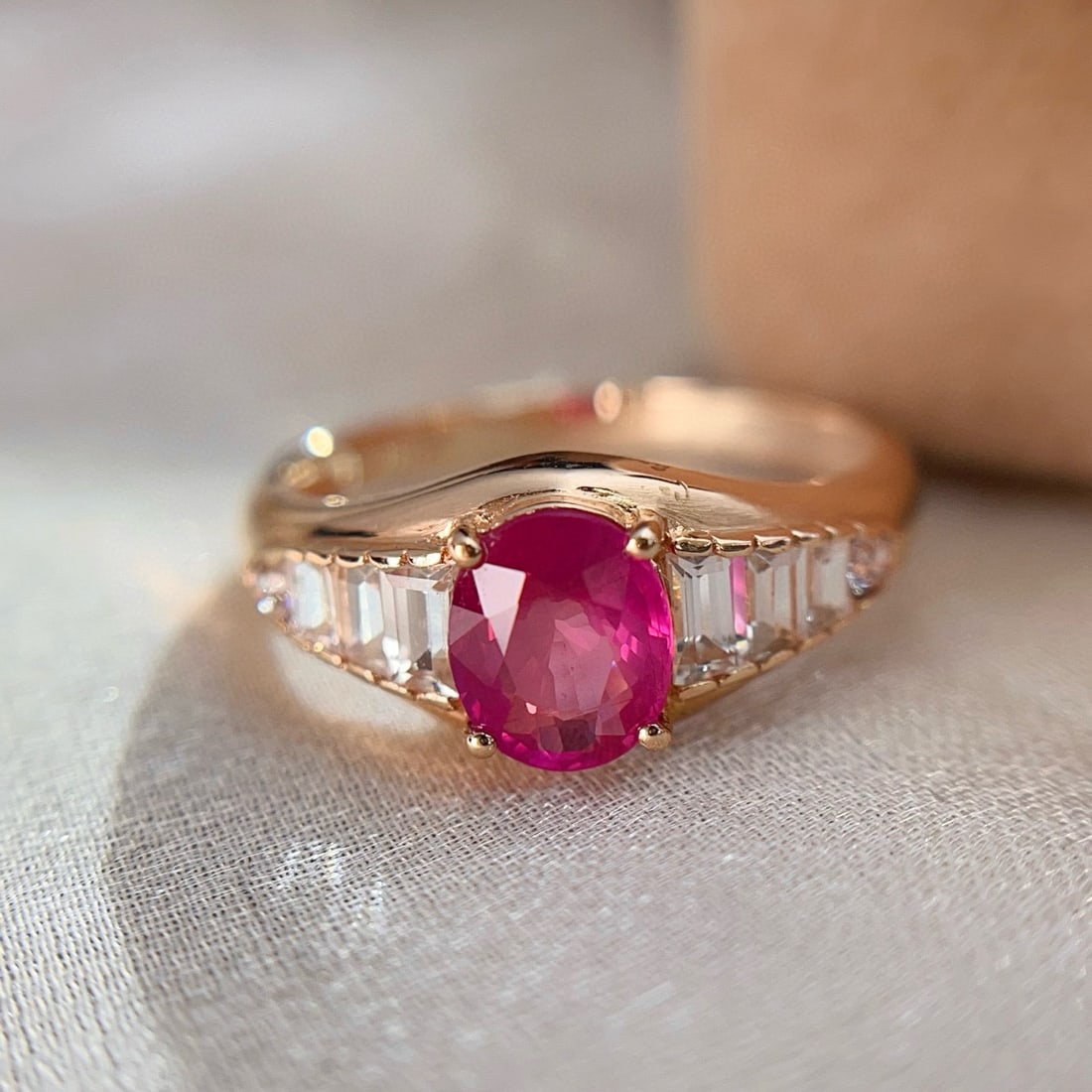 14k Gold 1.25 Ct Natural Ruby & Sapphire Ring: Ref:230983088 // gold content:14k gold // ring size:7. 25us // // main gemstone:ruby // shape:oval // carat weight:1. 25ct // color:red // treatment:natural // // adjacent gemstone 2 : sapphire // num