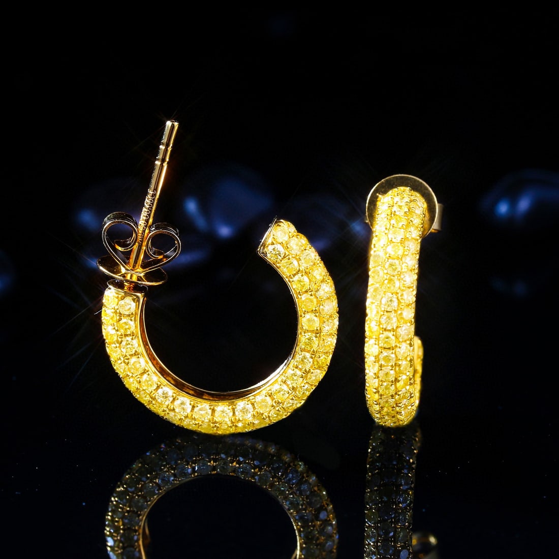 14k Gold 1.34 Ct Natural Yellow Diamond Earrings - 4