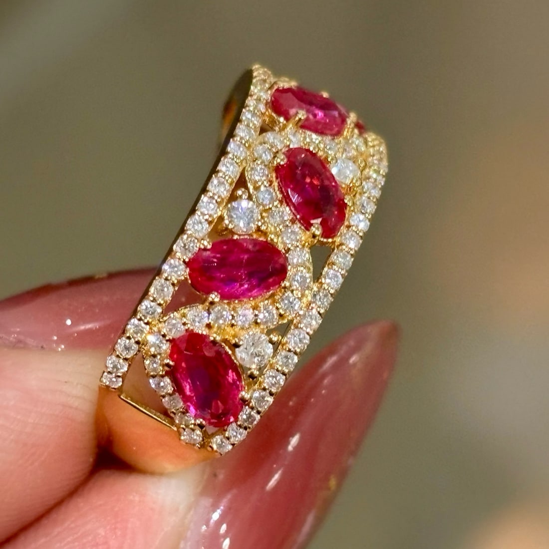 14k Gold 1.82 Ctw Natural Ruby & Diamond Ring - 4