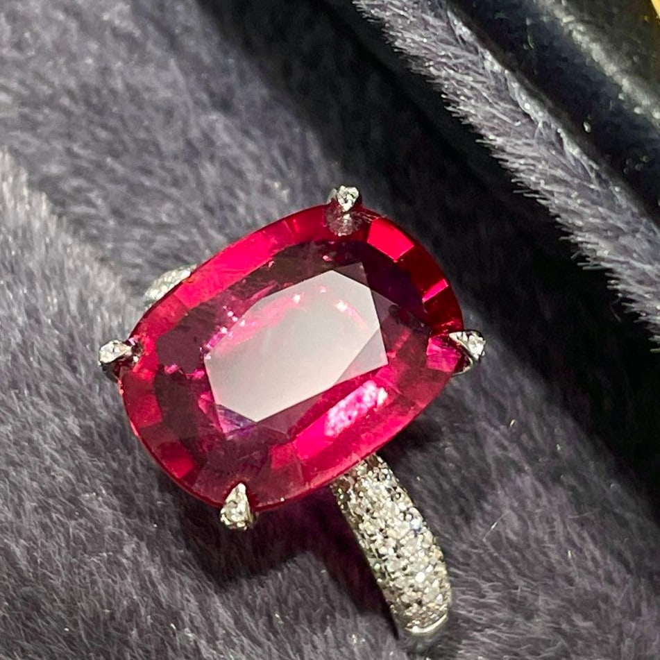 14k Gold 5.06 Ct Natural Tourmaline & Diamond Ring - 6