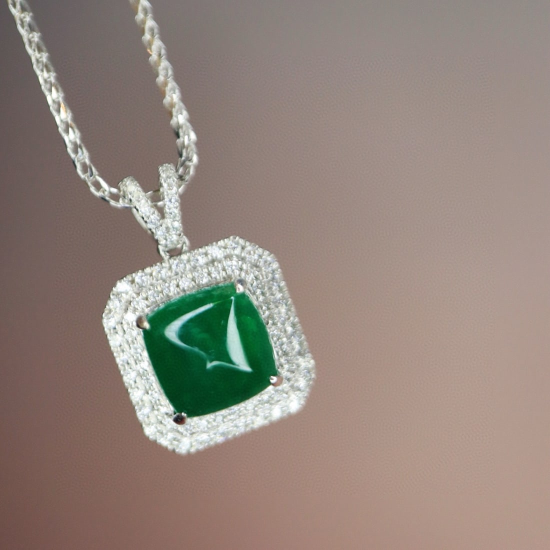 14k Gold 2.54 Ctw Vivid Green Natural Emerald & Diamond Pendant( Without Chain ) - 5