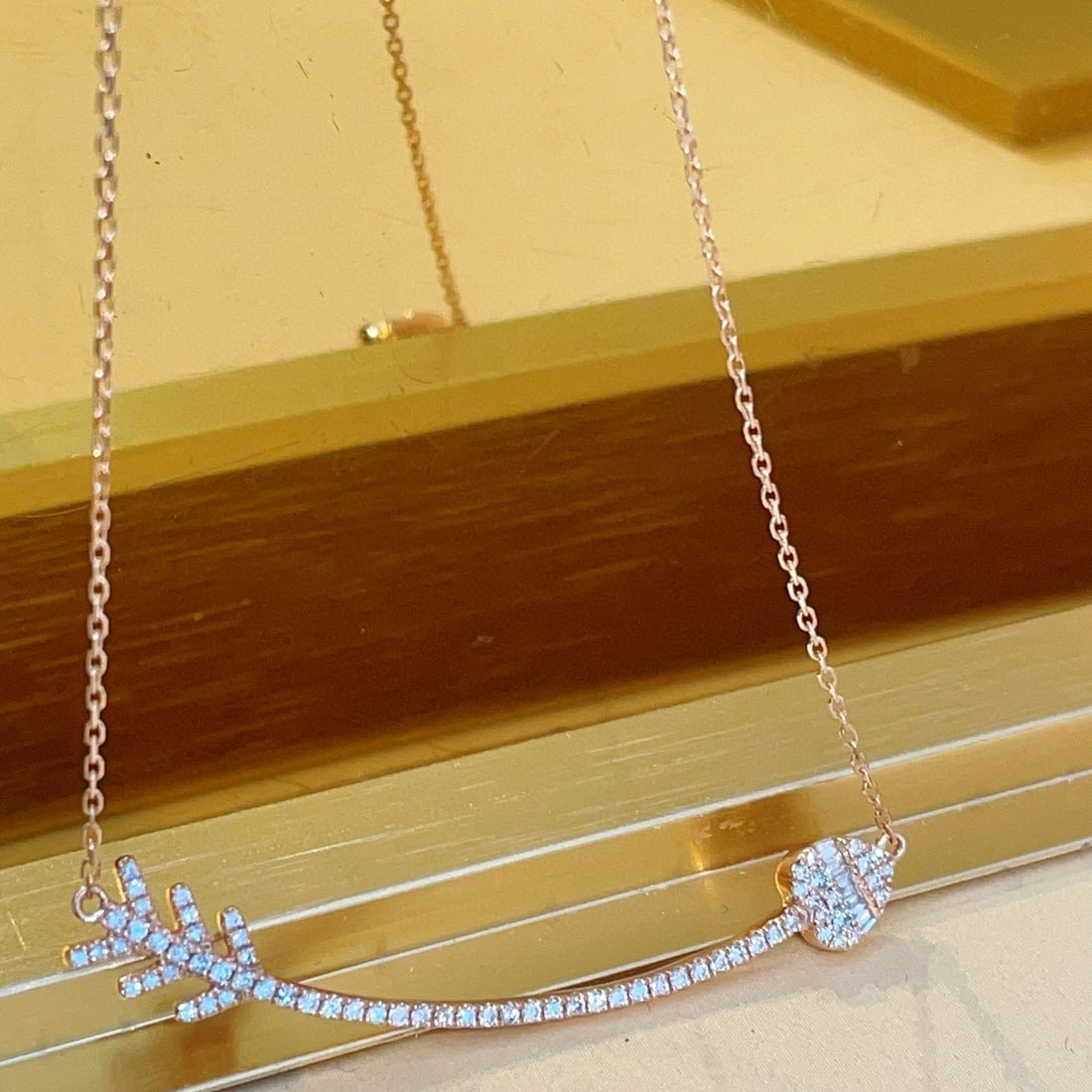 14k Gold 0.32 Ct Natural H Diamond Necklace - 2