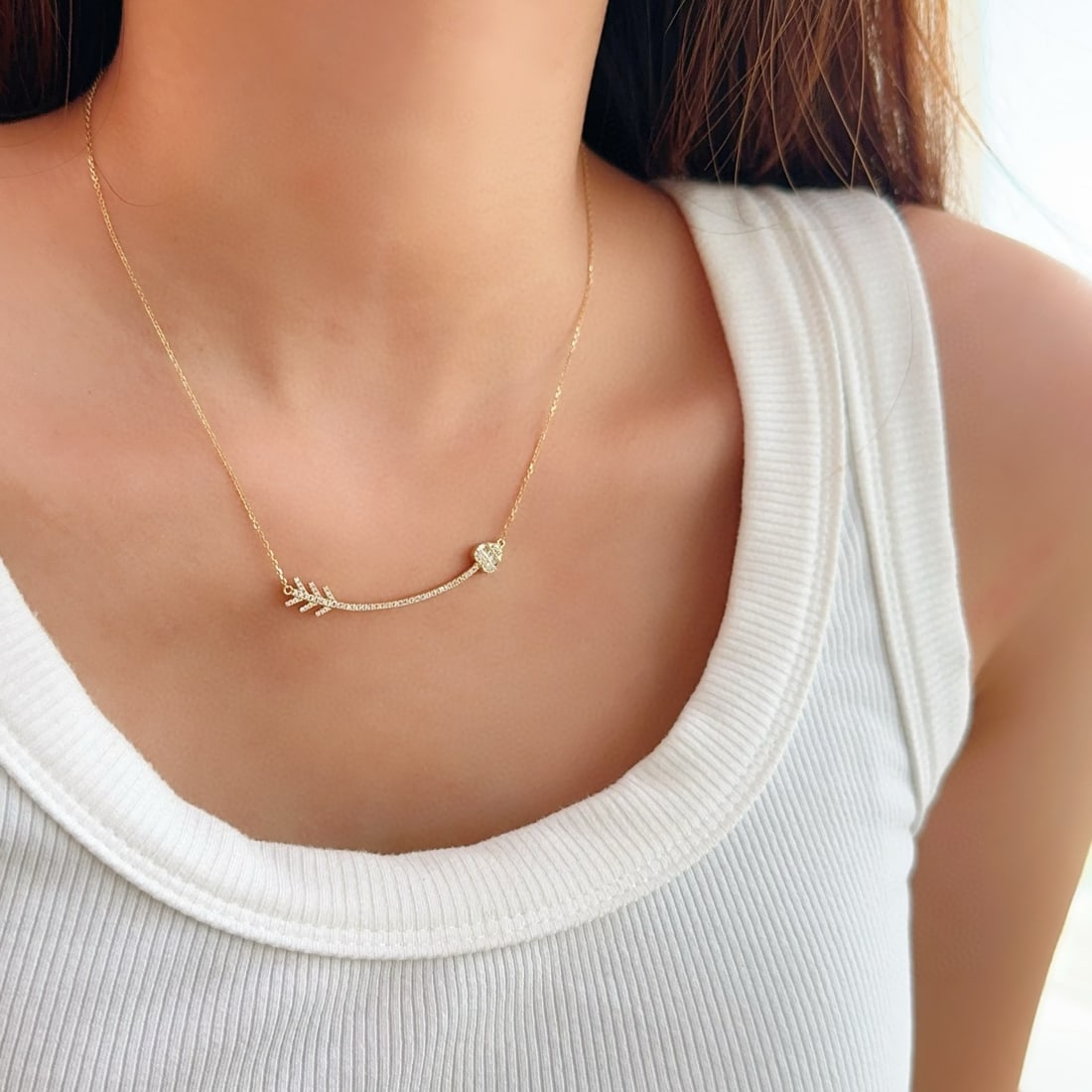 14k Gold 0.32 Ct Natural H Diamond Necklace - 5