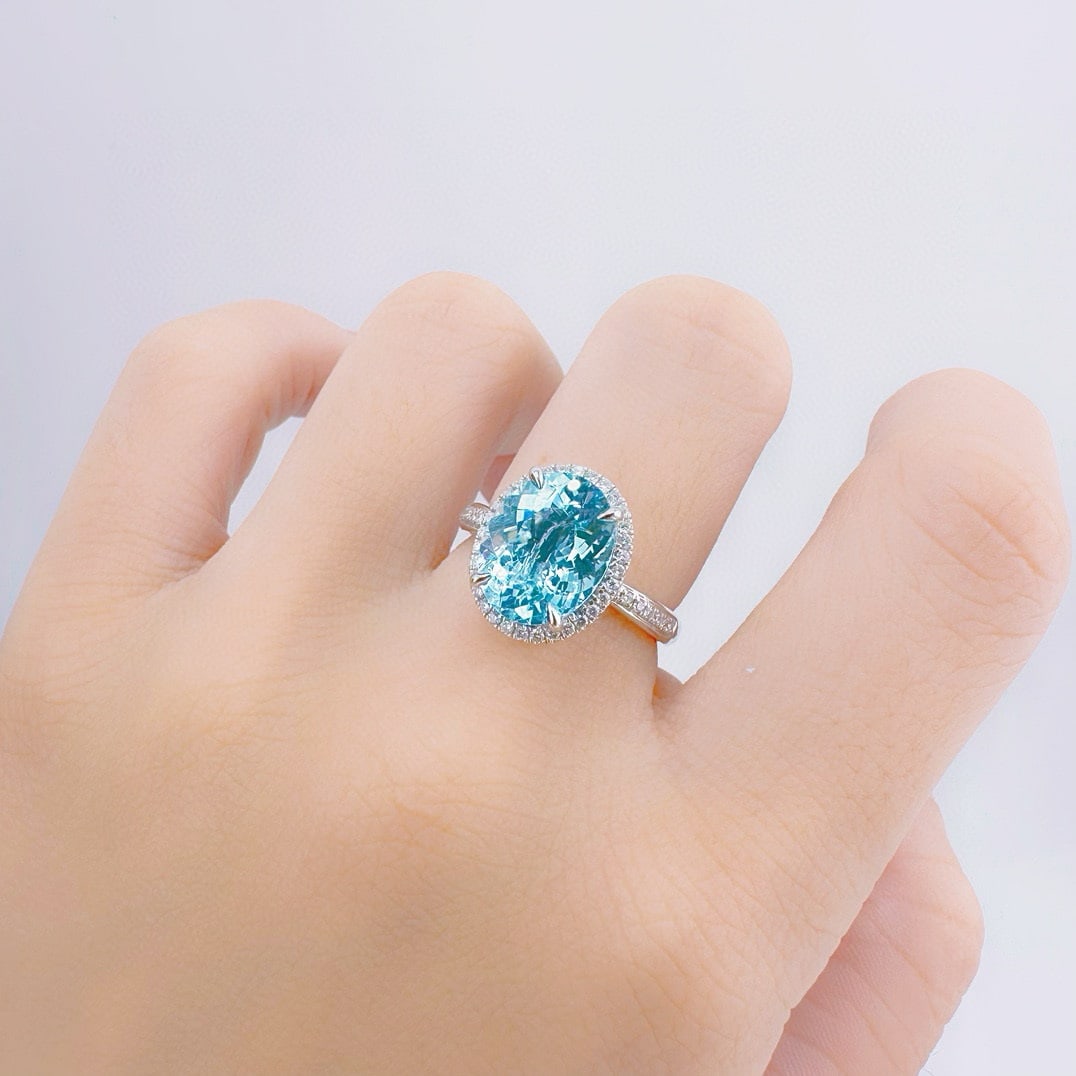 14k Gold 3.63 Ctw Natural Aquamarine & Diamond Ring - 3