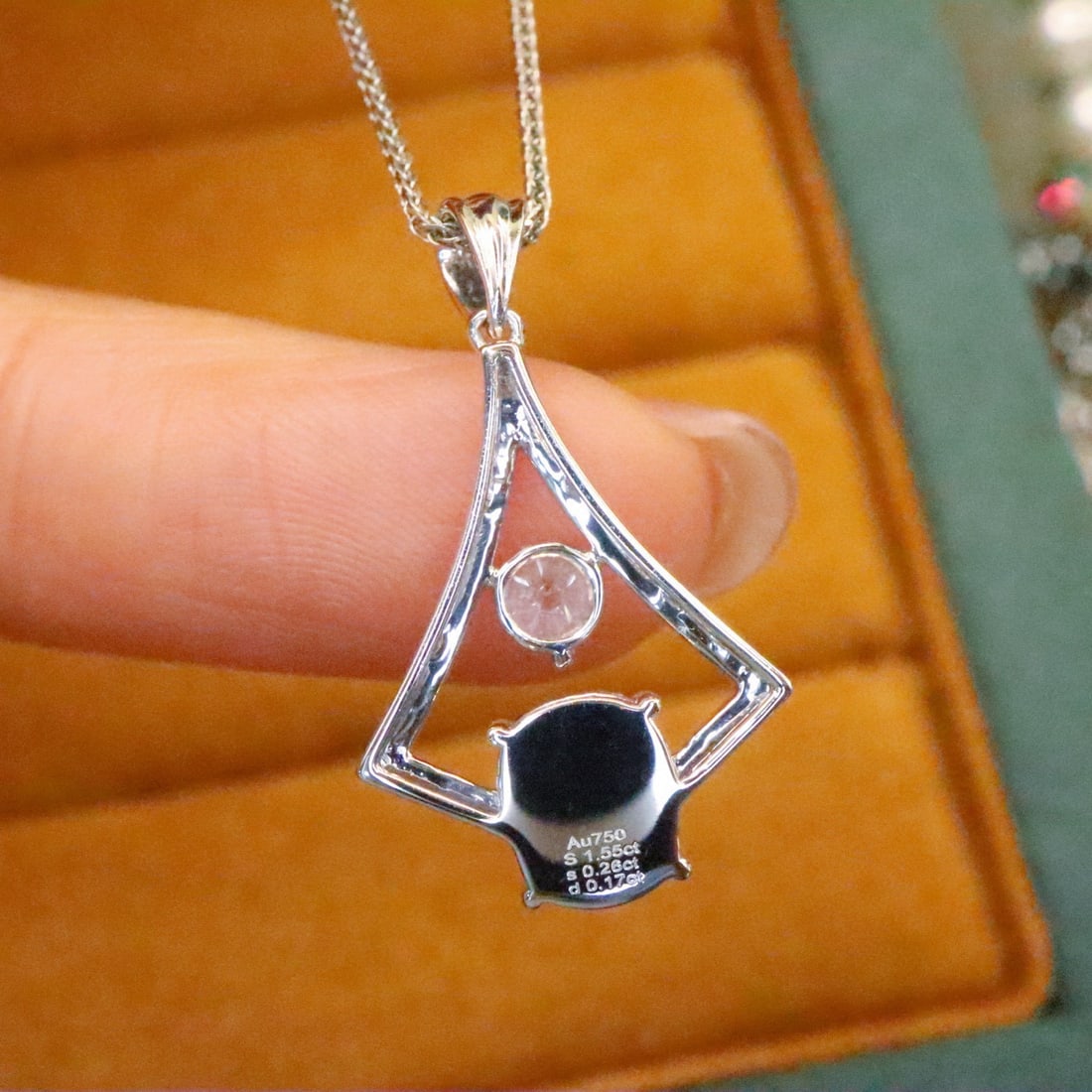 14k Gold 1.72 Ctw Natural Sapphire & Diamond Pendant( Without Chain ) - 3