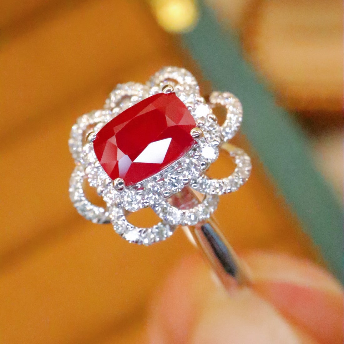 14k Gold 1.28 Ctw Natural Ruby & Diamond Ring - 2