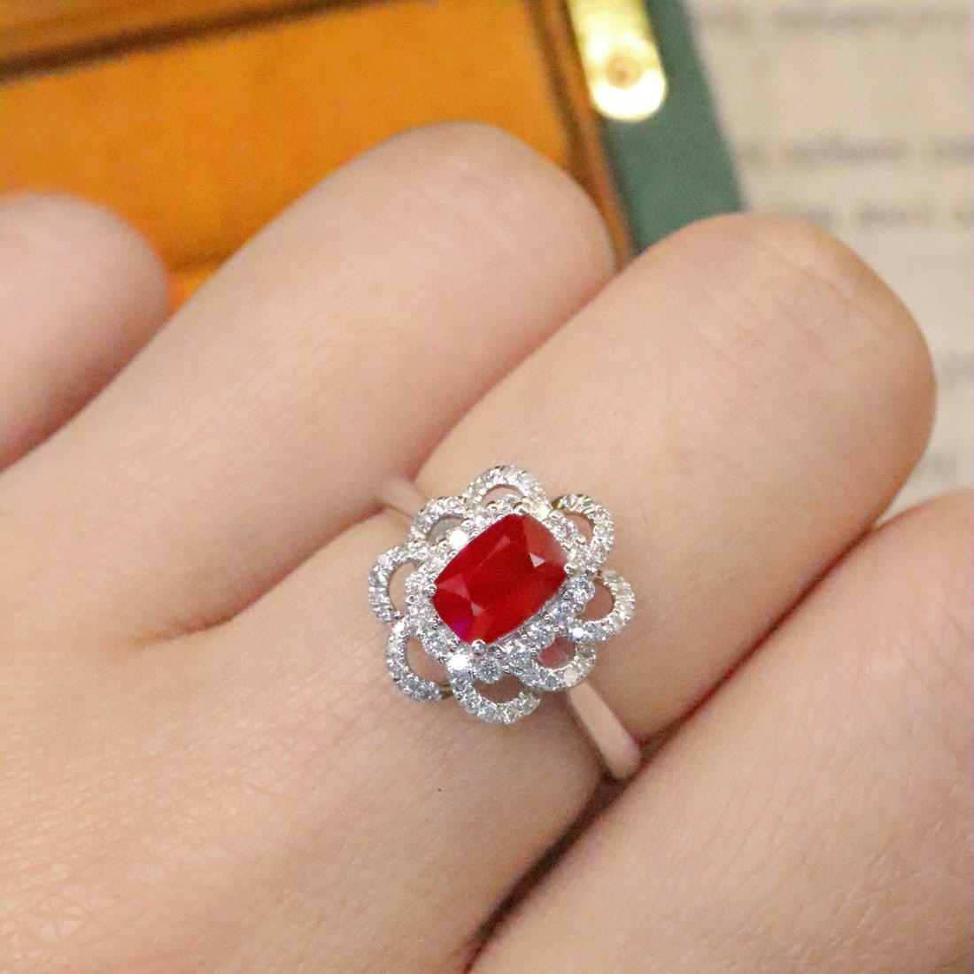 14k Gold 1.28 Ctw Natural Ruby & Diamond Ring - 4