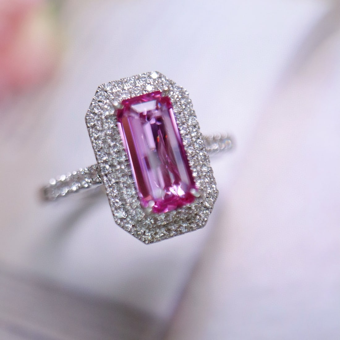 14k Gold 1.89 Ctw Natural Padparadscha Sapphire & Diamond Ring - 5