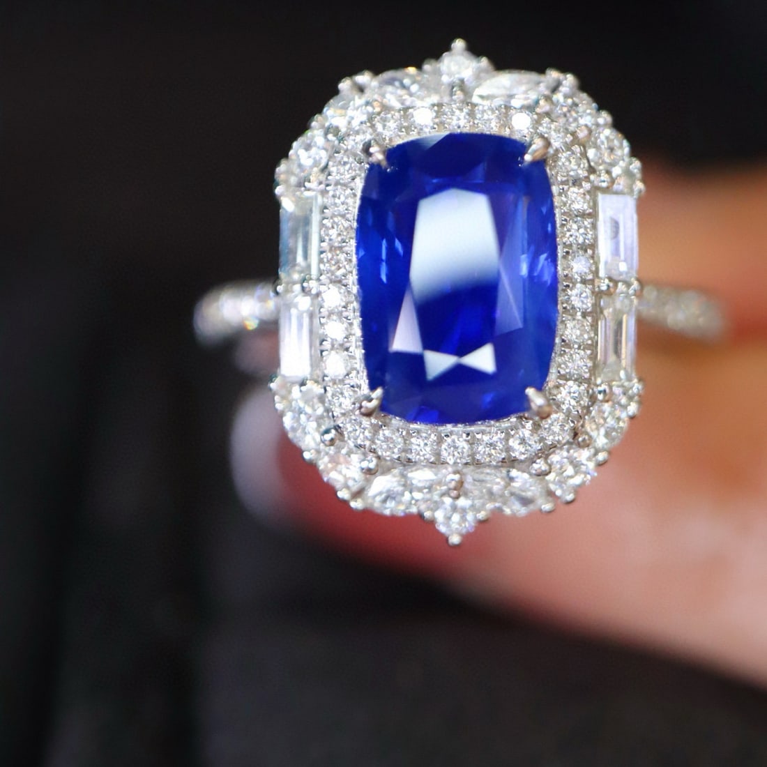 14k Gold 3.22 Ctw Natural Sapphire & Diamond Ring - 4