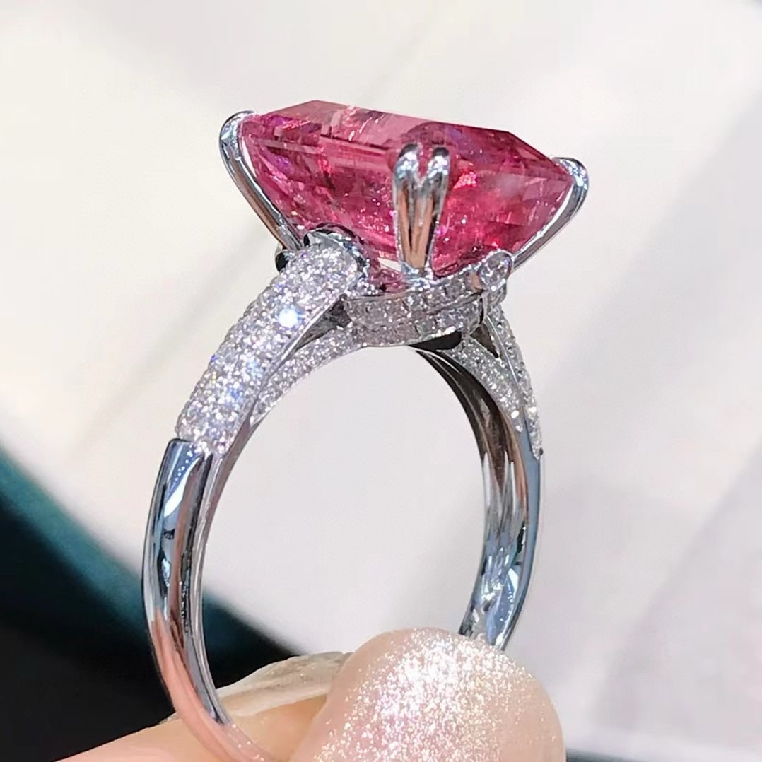 14k Gold 6.74 Ctw Natural Tourmaline & Diamond Ring - 4