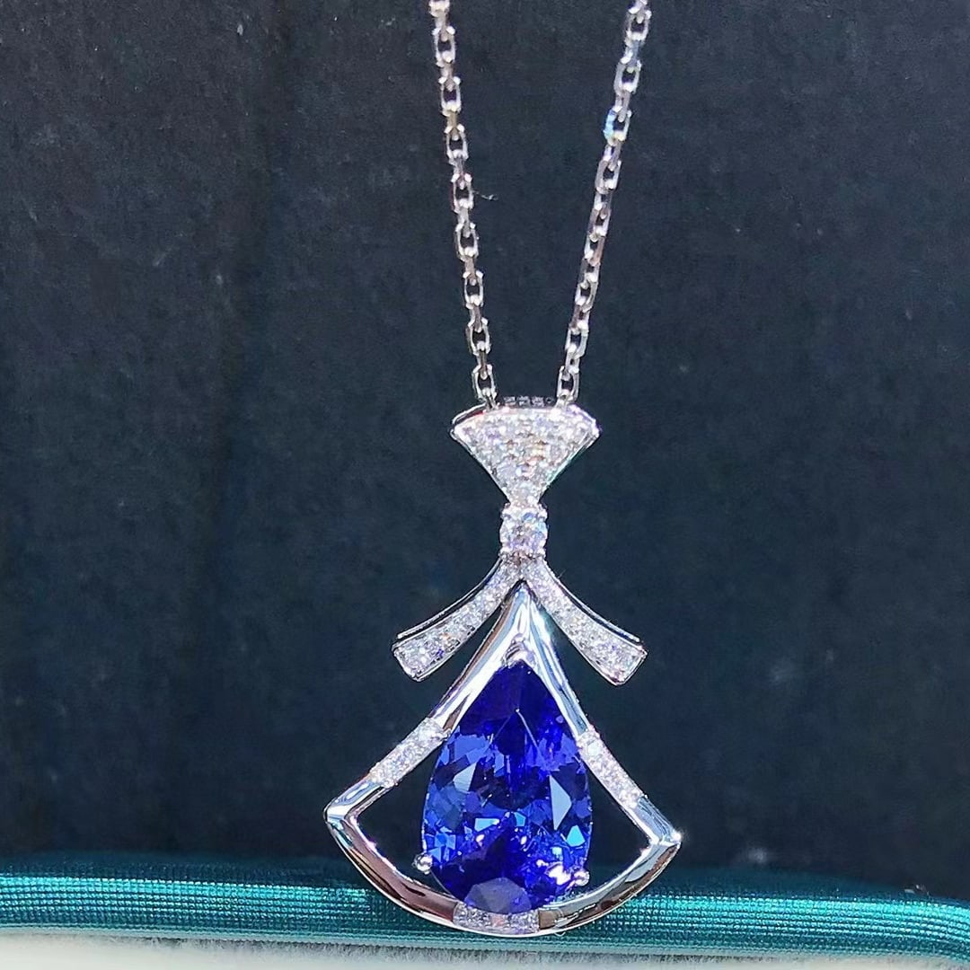 14k Gold 2.63 Ctw Natural Tanzanite & Diamond Pendant( Without Chain ) - 3