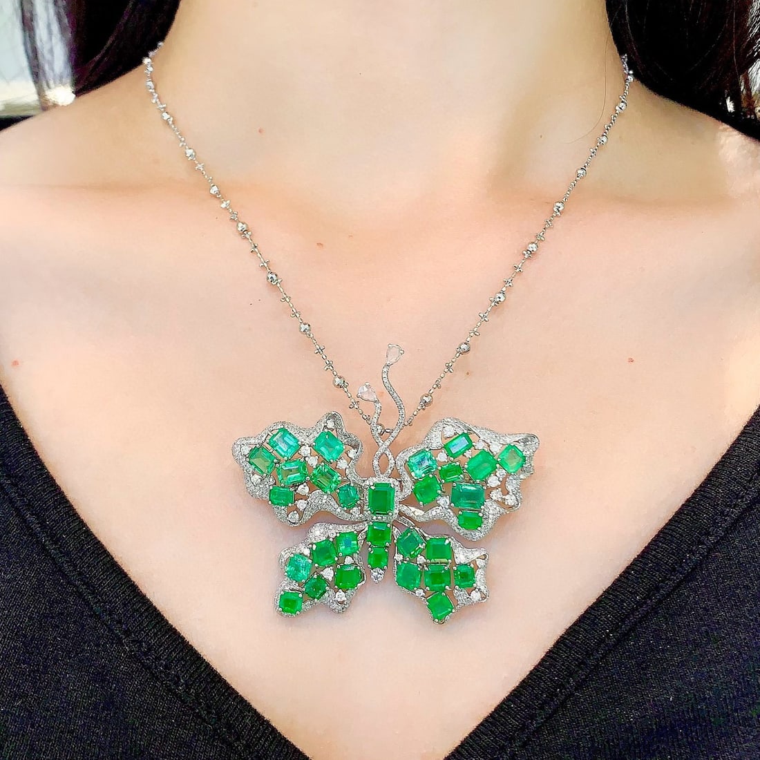 14k Gold 10.5 Ct Vivid Green Natural Emerald & Diamond Brooch/pendant( Without Chain ) - 6