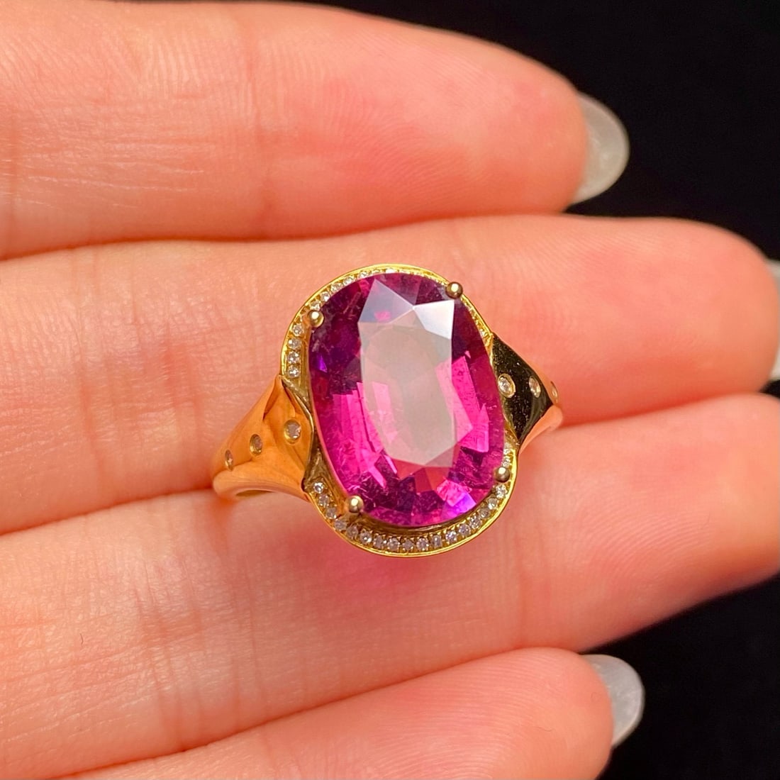 14k Gold 4.80 Ct Natural Tourmaline & Diamond Ring (1 of 6)