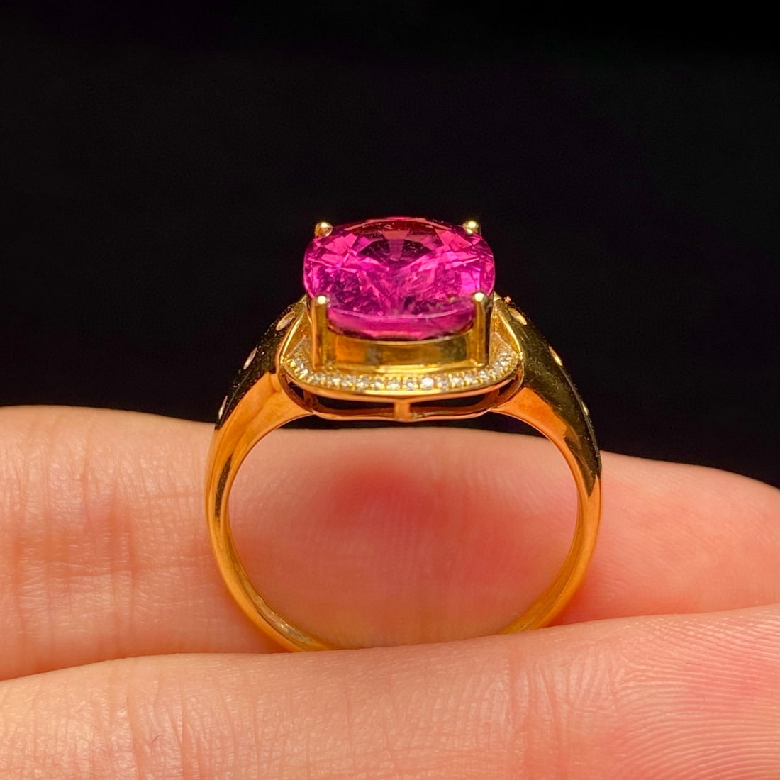 14k Gold 4.80 Ct Natural Tourmaline & Diamond Ring - 2