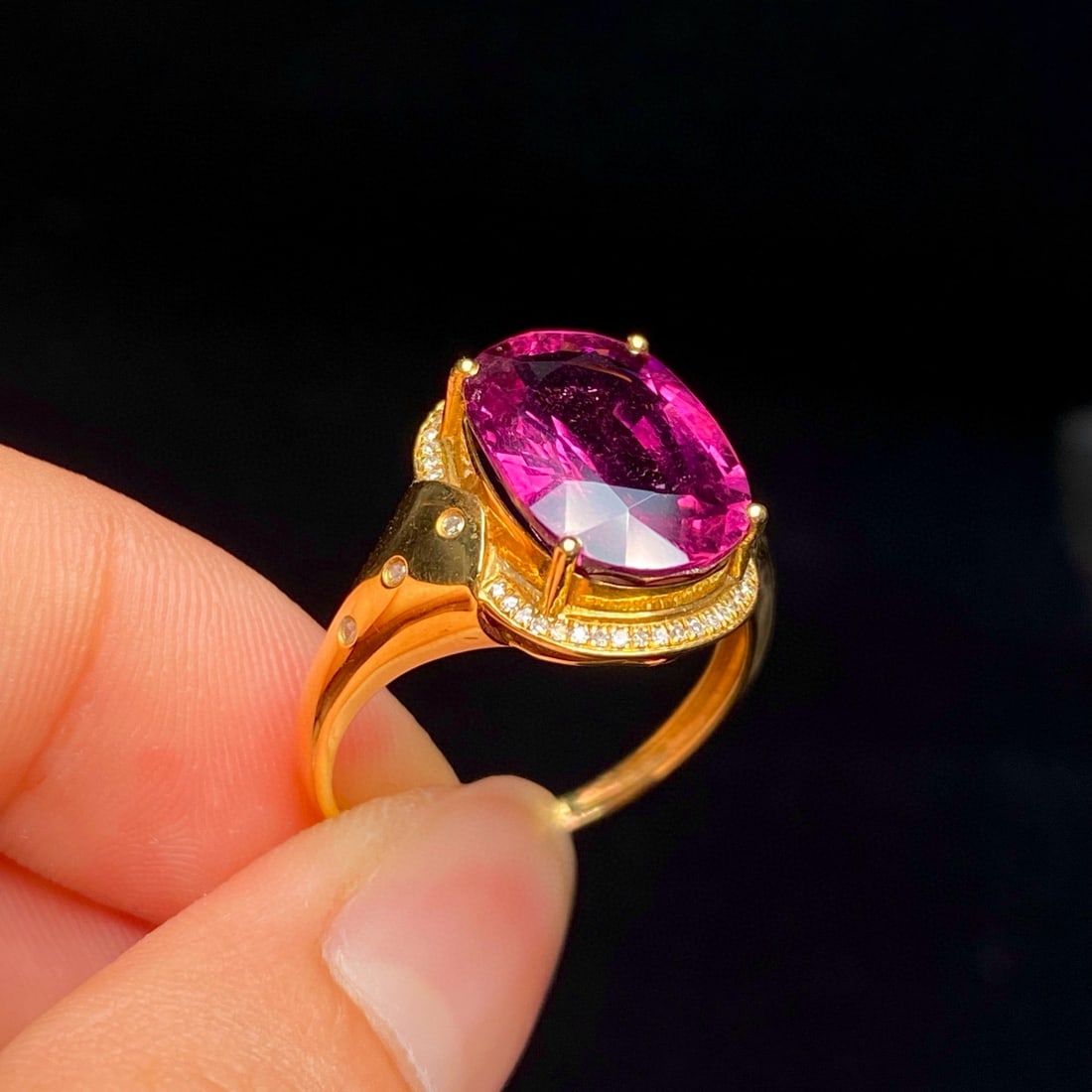 14k Gold 4.80 Ct Natural Tourmaline & Diamond Ring - 3
