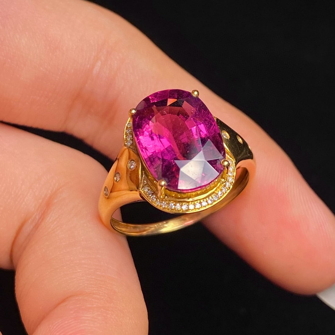 14k Gold 4.80 Ct Natural Tourmaline & Diamond Ring - 5