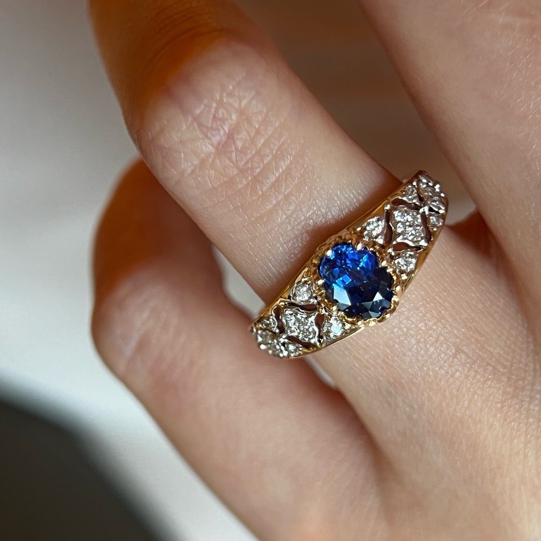 14k Gold 1.12 Ctw Natural Sapphire & Diamond Ring - 2