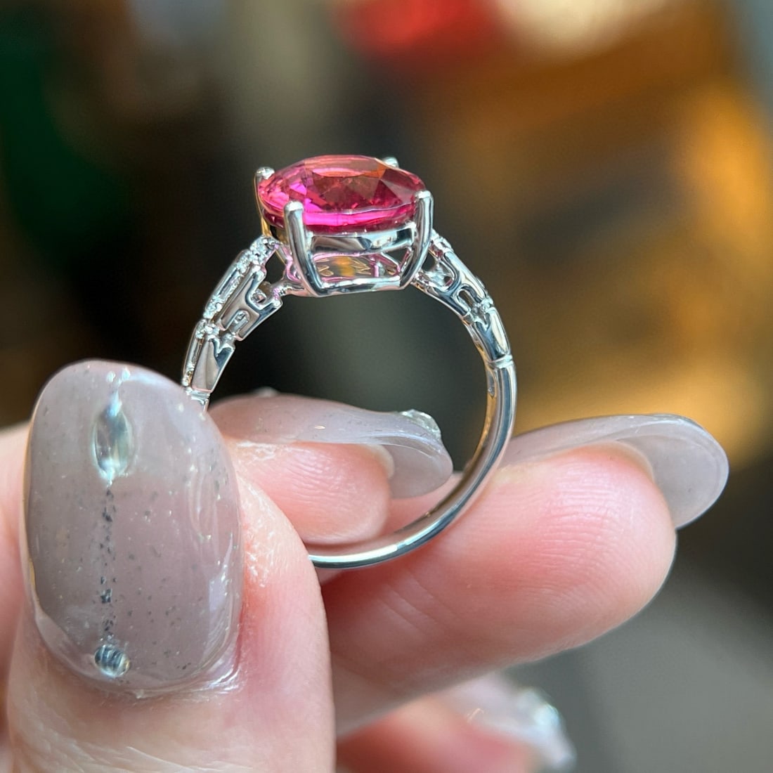 14k Gold 3.09 Ctw Natural Tourmaline & Diamond Ring - 2