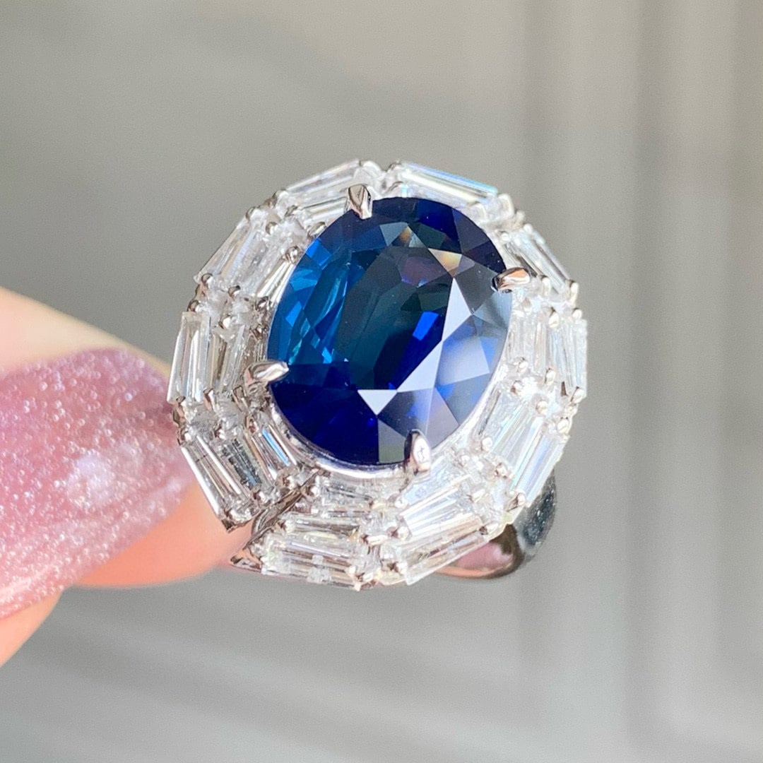 14k Gold 6.99 Ctw Natural Sapphire & Diamond Ring - 2