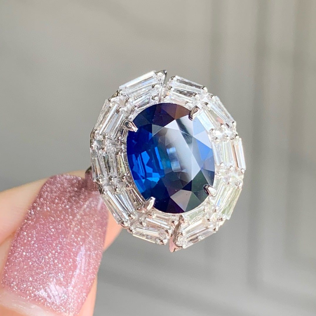 14k Gold 6.99 Ctw Natural Sapphire & Diamond Ring - 3