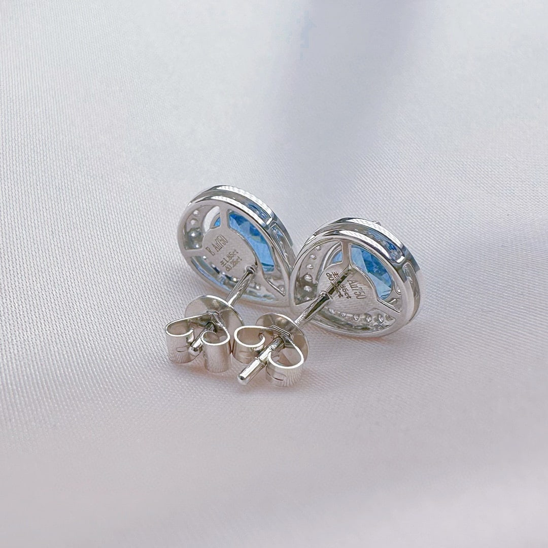 14k Gold 2.10 Ctw Natural Aquamarine & Diamond Earrings - 4
