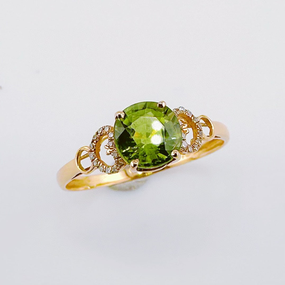 14k Gold 0.95 Ct Natural Tourmaline & Diamond Ring - 2