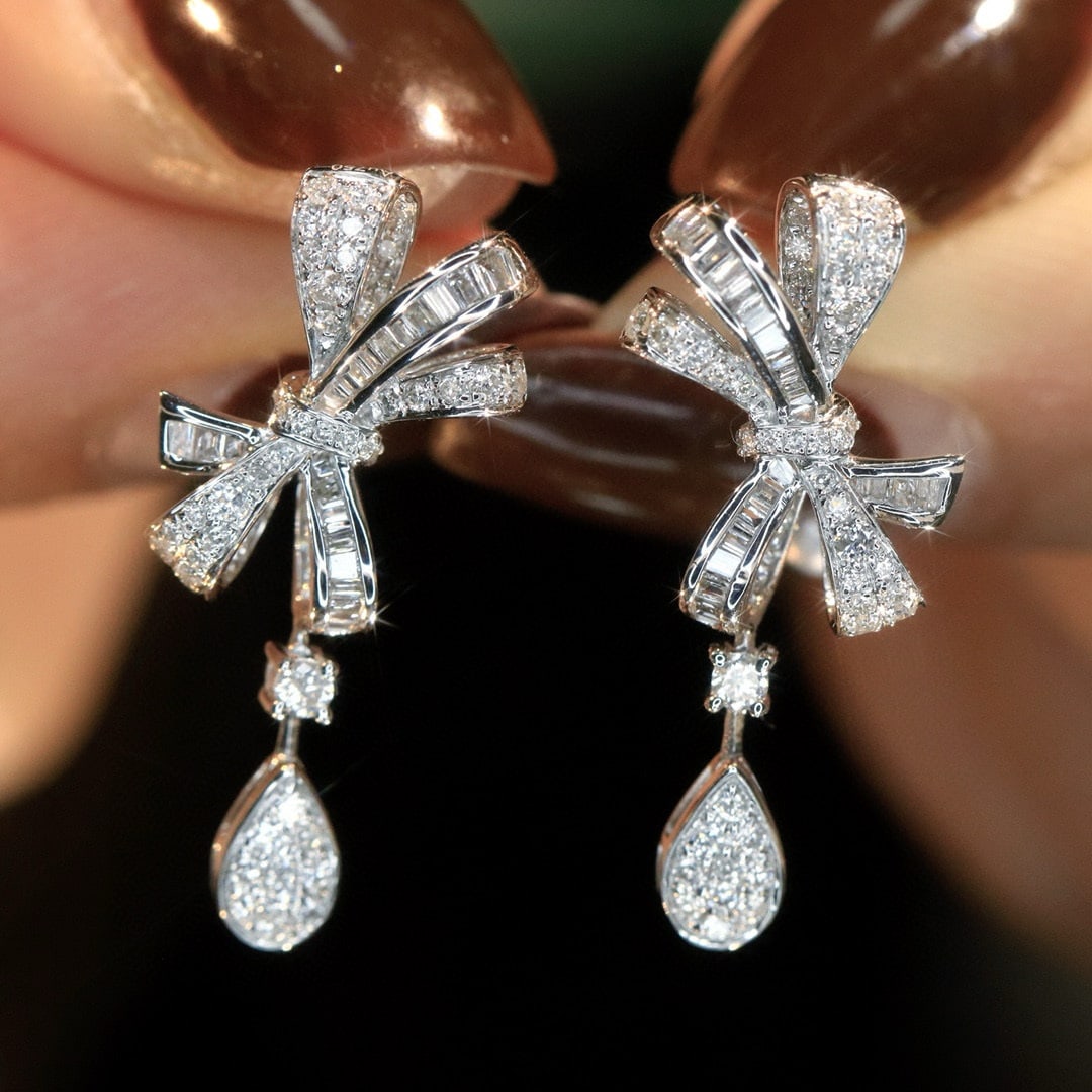 14k Gold 0.76 Ct Natural H Diamond Earrings - 3