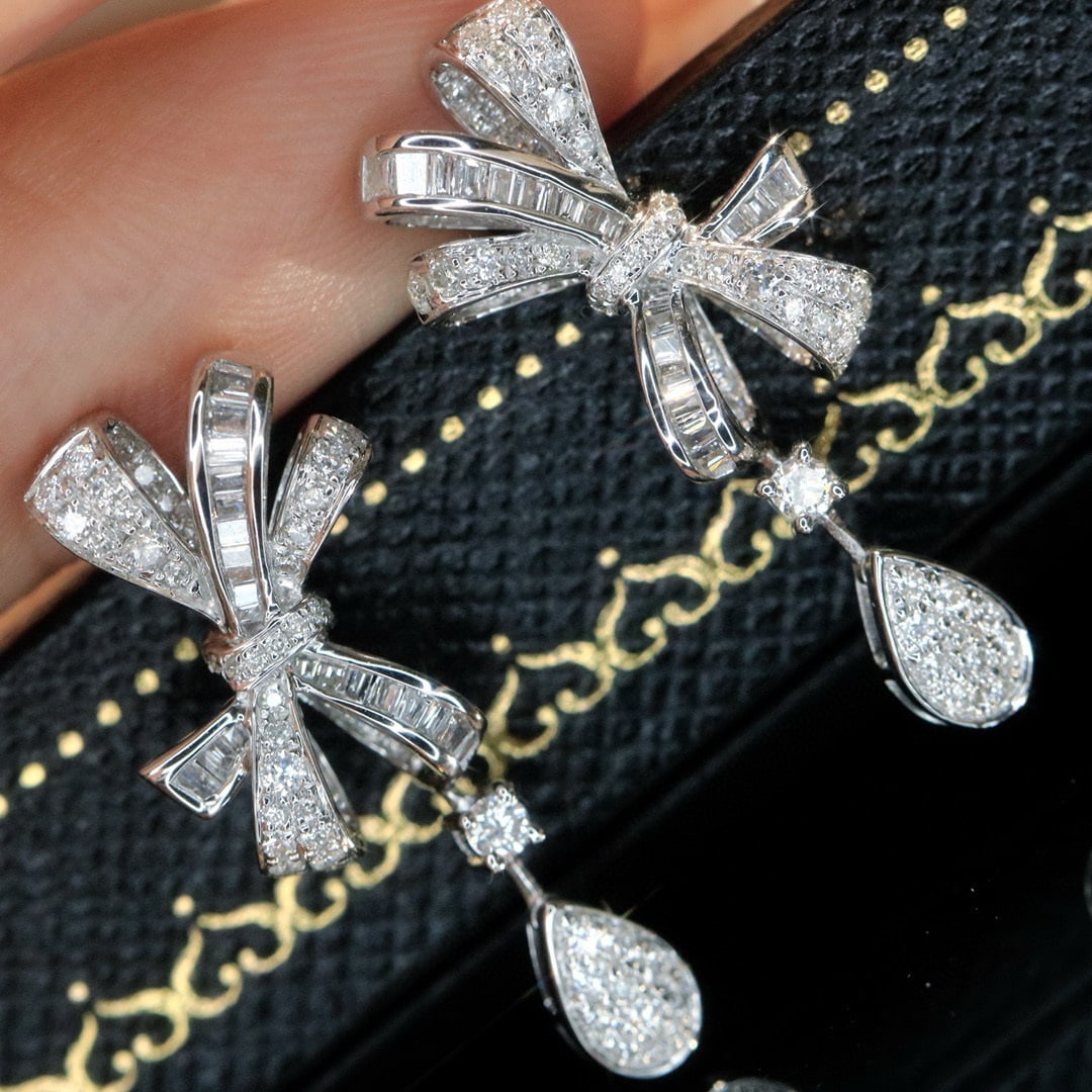 14k Gold 0.76 Ct Natural H Diamond Earrings - 4