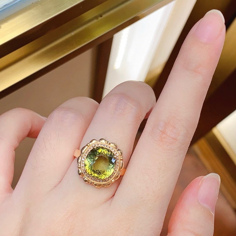 14k Gold 6.8 Ct Natural Tourmaline & Diamond Ring - 3