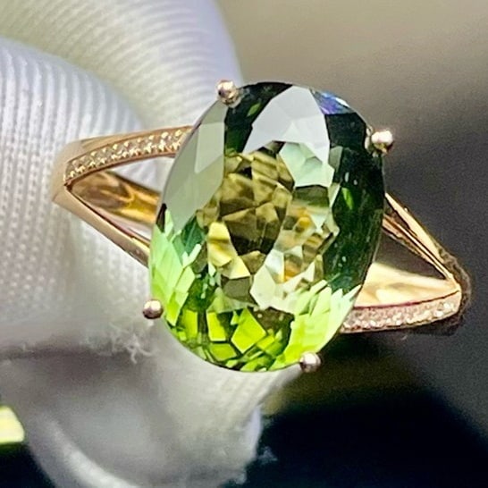 14k Gold 6.25 Ct Natural Tourmaline & Diamond Ring - 5