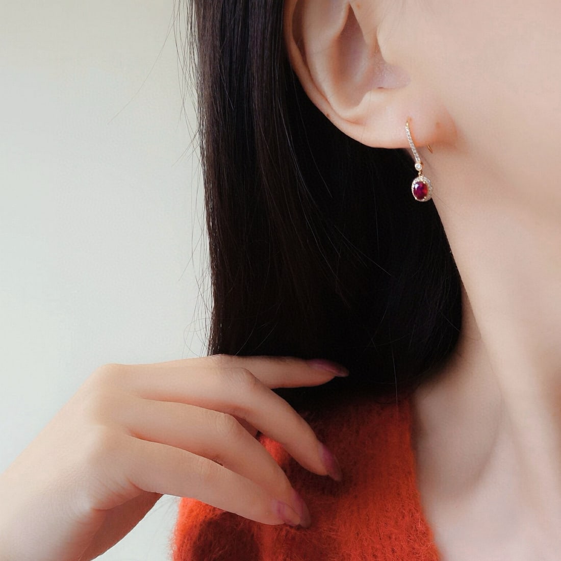 14k Gold 1.25 Ctw Natural Ruby & Diamond Earrings - 3