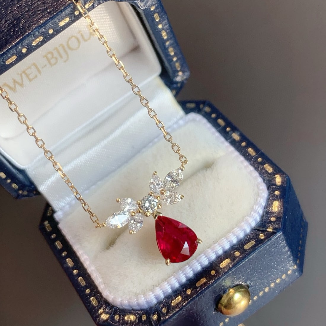 14k Gold 1.25 Ctw Natural Ruby & Diamond Necklace - 2