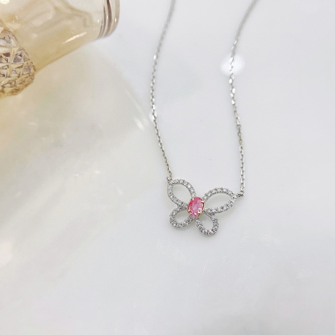 14k Gold 0.26 Ctw Natural Pink Diamond & Diamond Necklace - 3