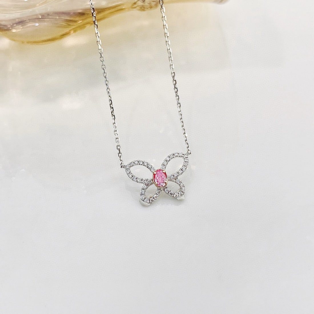 14k Gold 0.26 Ctw Natural Pink Diamond & Diamond Necklace - 4