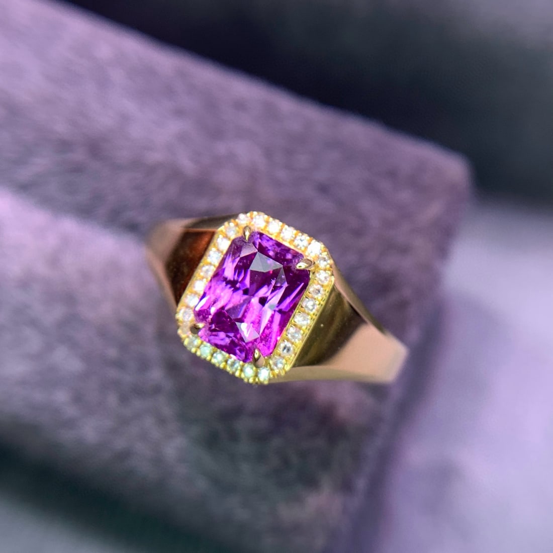 14k Gold 1.55 Ct Natural Sapphire & Diamond Ring - 2