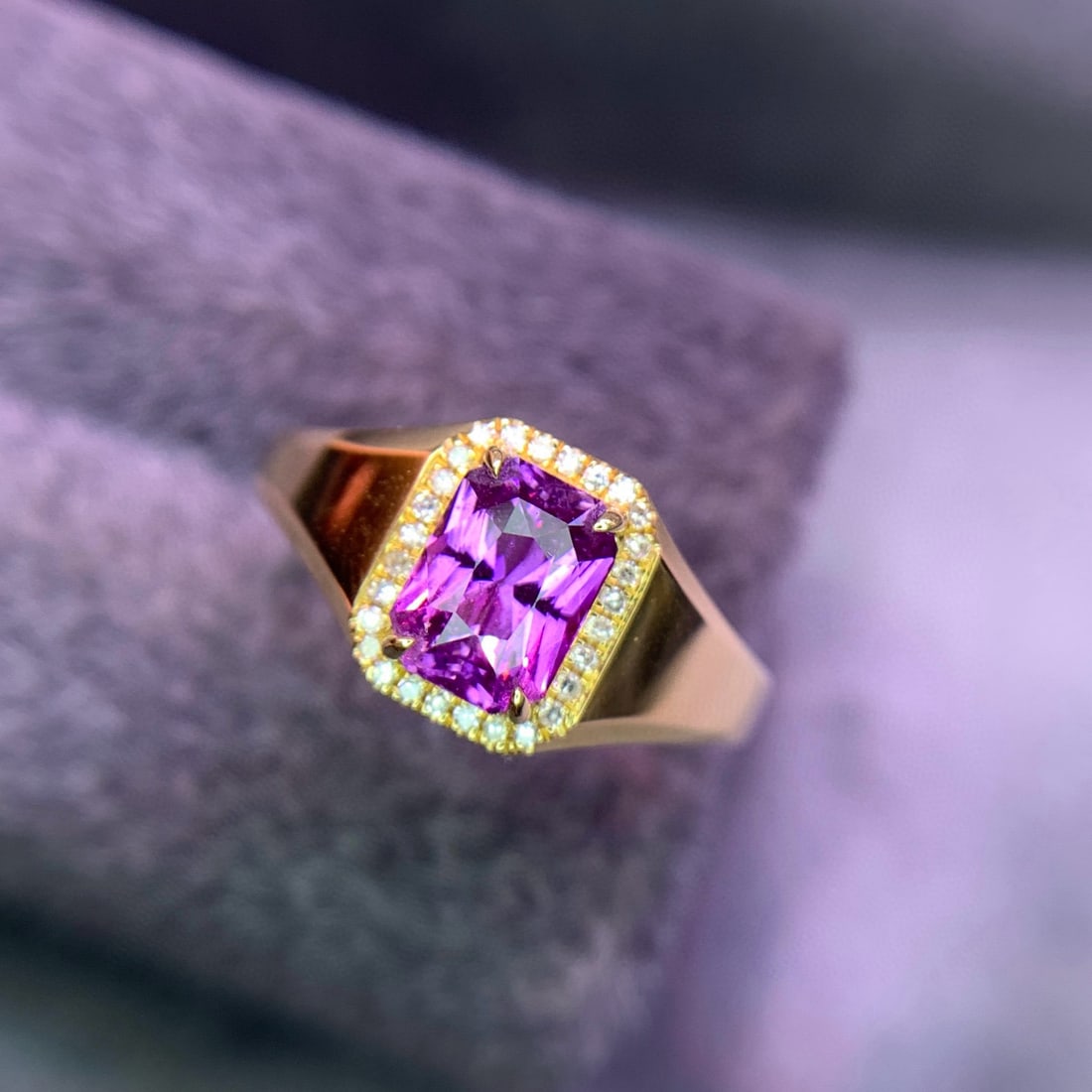 14k Gold 1.55 Ct Natural Sapphire & Diamond Ring - 3