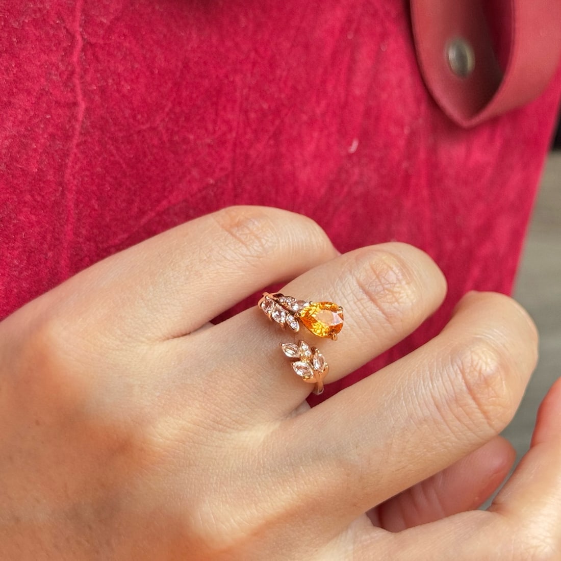14k Gold 1.21 Ctw Natural Spessartine & Diamond Ring - 3