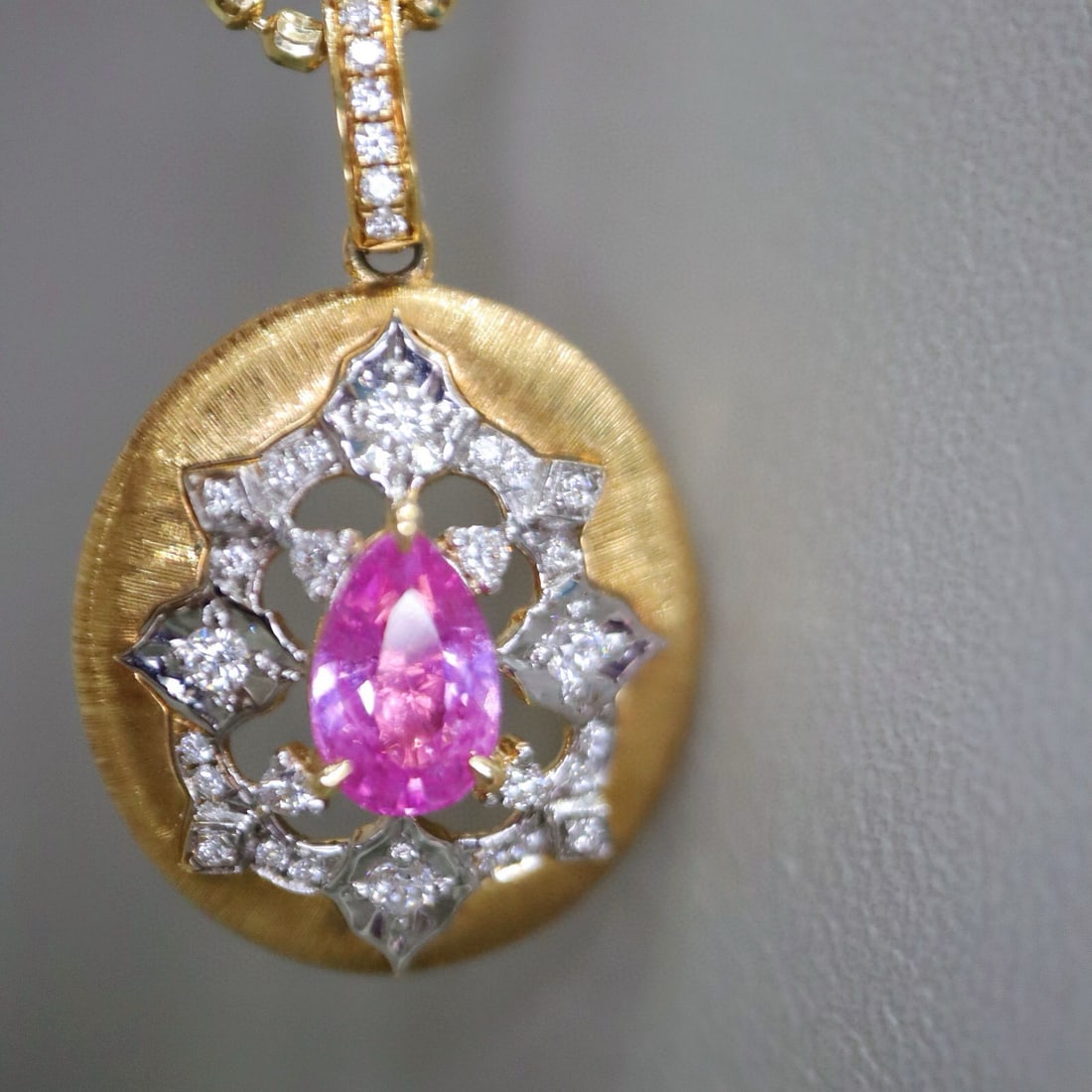 14k Gold 1.35 Ctw Natural Sapphire & Diamond Pendant( Without Chain ) - 2