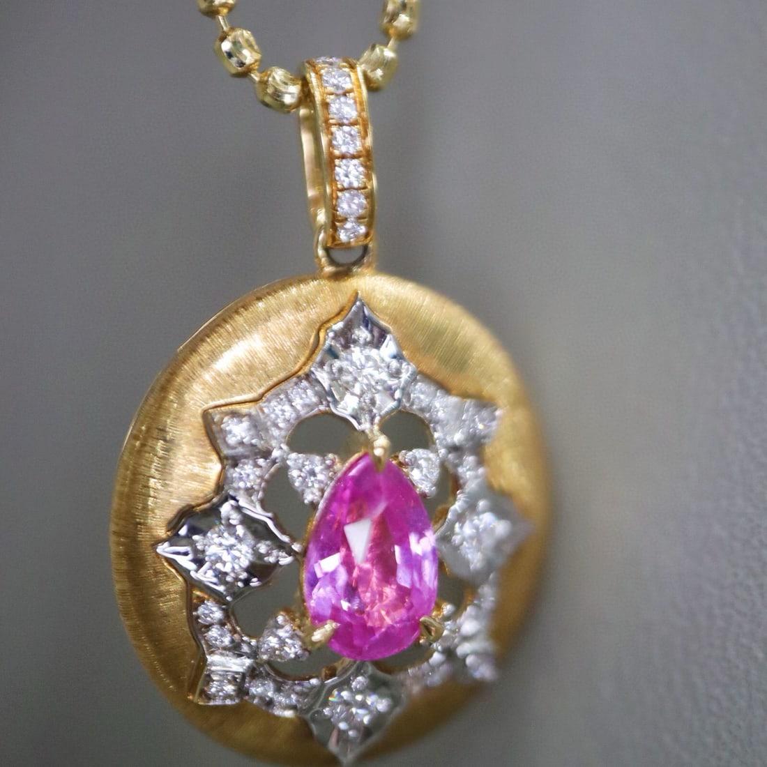 14k Gold 1.35 Ctw Natural Sapphire & Diamond Pendant( Without Chain ) - 3