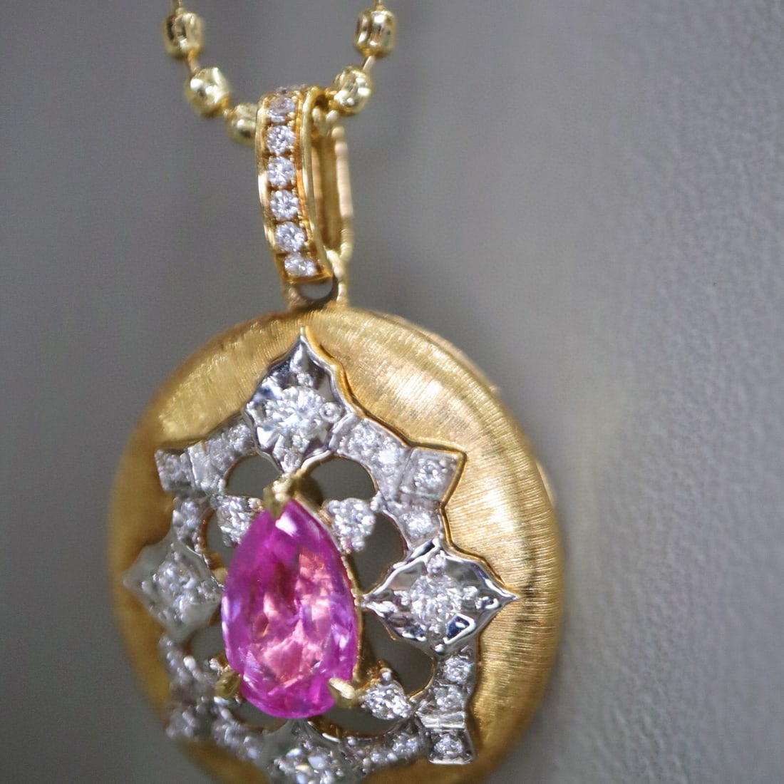 14k Gold 1.35 Ctw Natural Sapphire & Diamond Pendant( Without Chain ) - 4