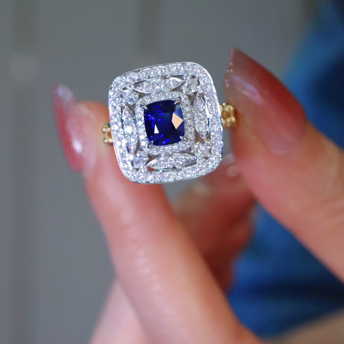 14k Gold 1.53 Ctw Natural Sapphire & Diamond Ring - 2