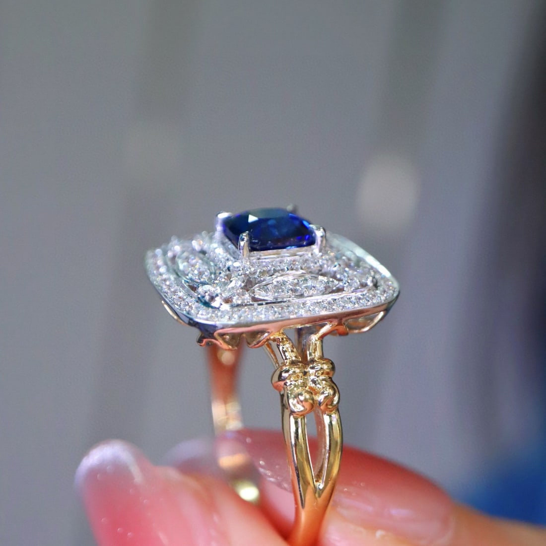 14k Gold 1.53 Ctw Natural Sapphire & Diamond Ring - 5