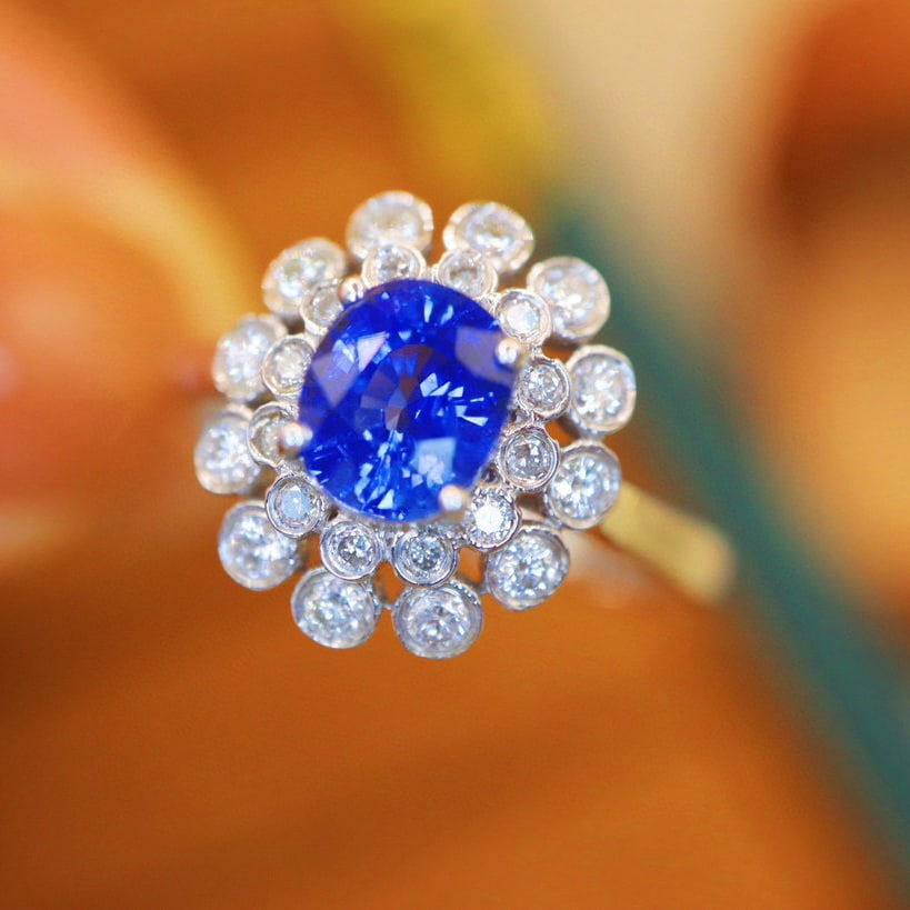 14k Gold 1.68 Ctw Natural Sapphire & Diamond Ring - 2